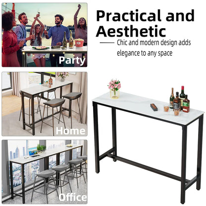 Slate Marble Kitchen Table Bar Table Pub Dining Counter High Table Breakfast Table, 4-6 Person, 120CM Long, Excluding Chairs  ﻿