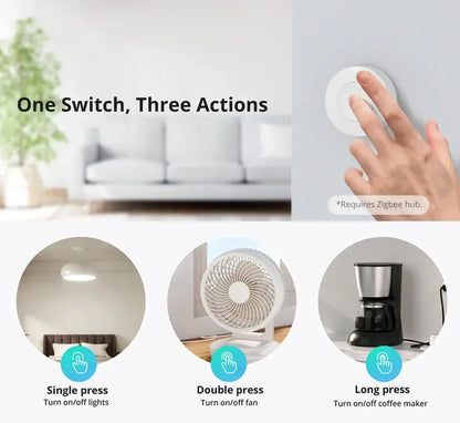 SONOFF SNZB-01P SNZB 01P Sonoff Wireless Switch Zigbee Scene Switch Two Way Control Act As Doorbell Emergency Button Via Google