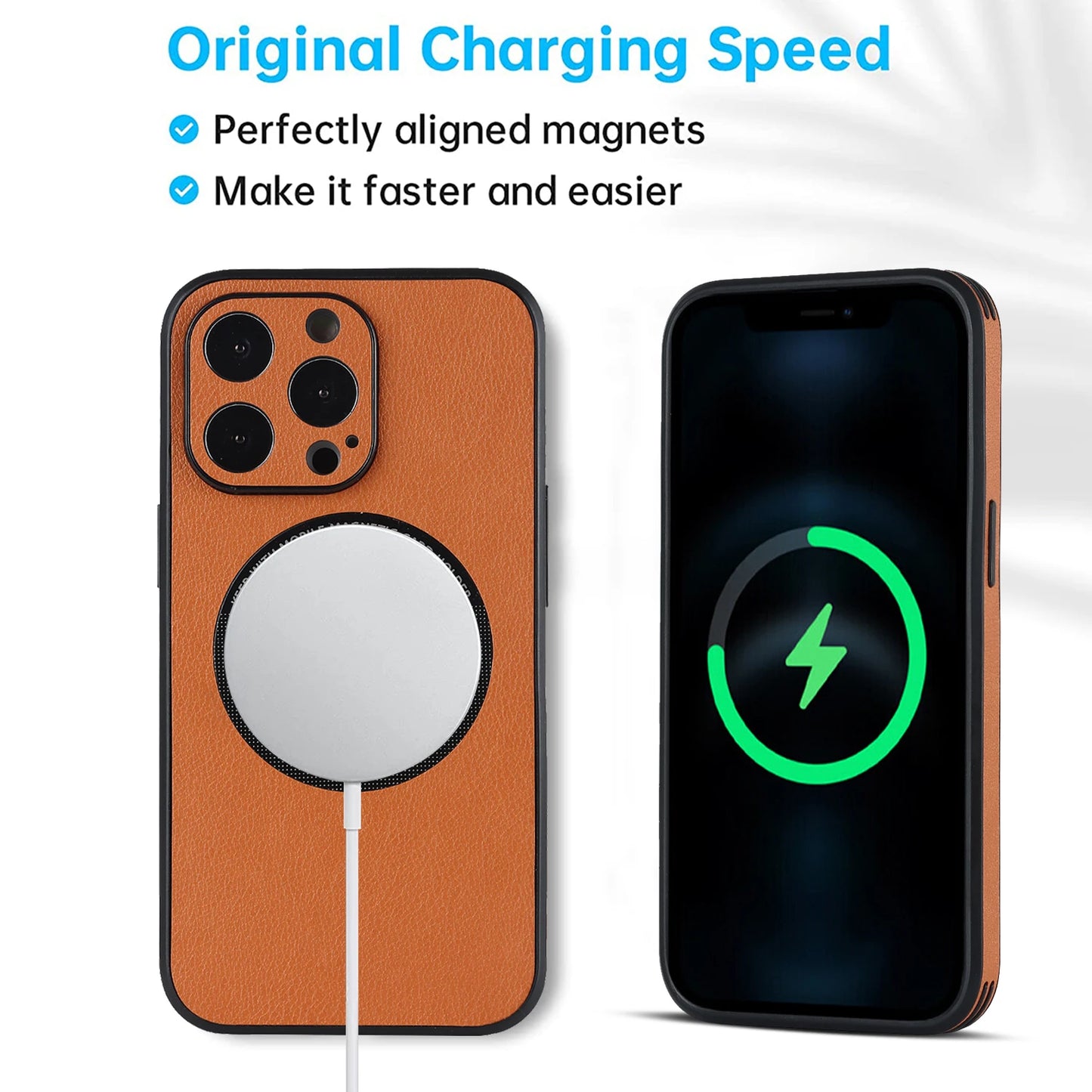 Luxury For Magsafe Wireless Charging Leather Case for iPhone 13 14 12 Mini 11 Pro Max X S XR 7 8 Plus Soft Square Magnetic Cover