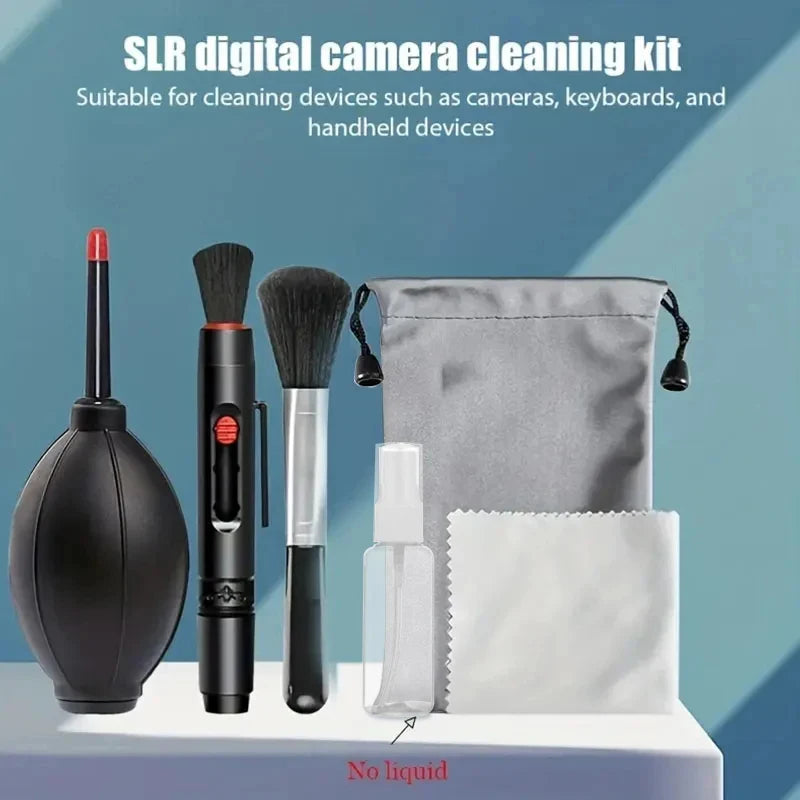 6-in-1 Camera Cleaning Kits Professional Air Blower DSLR Lens Cloth Pen Brush Cleaning Tool For CCD Sensor Lens Phone Keyboards