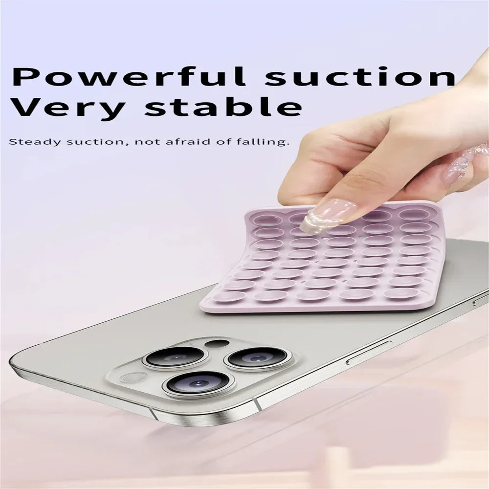 Suction Cup Phone Case Mount Double-Sided,Silicon Sticky Phone Stand for iPhone Android Selfies Hands-Free Strong Grip Holder