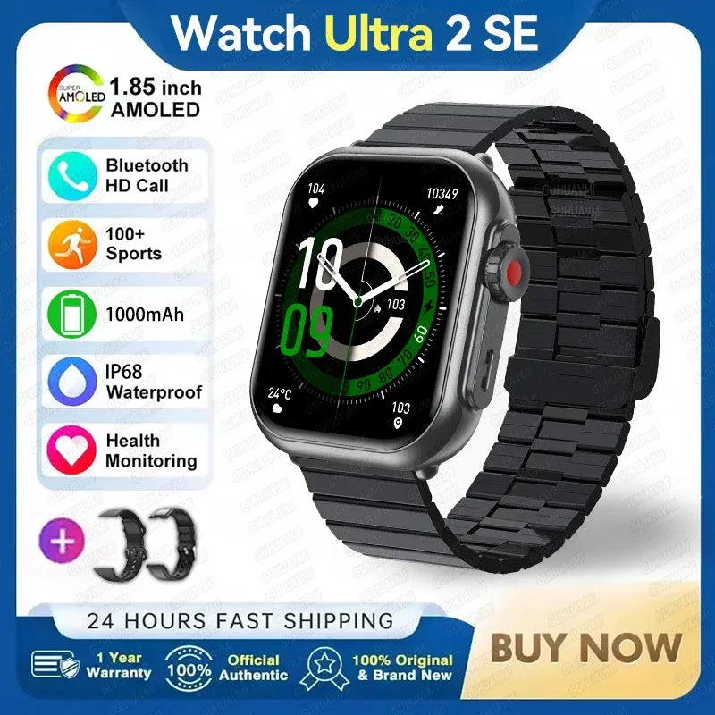 Watch Ultra 2 SE Men Women 1000mAh AMOLED Heart Rate 100+Sport Bluetooth Call GPS Track Waterproof Smart Watch For IOS Android