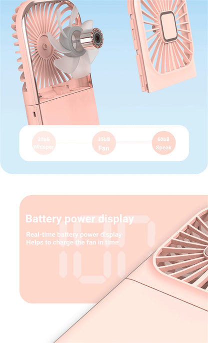 3000mAh Battery Handheld Outdoor Small Fan Portable Small Halterneck Adjustable Speeds Foldable USB Charging Cooling Artifact