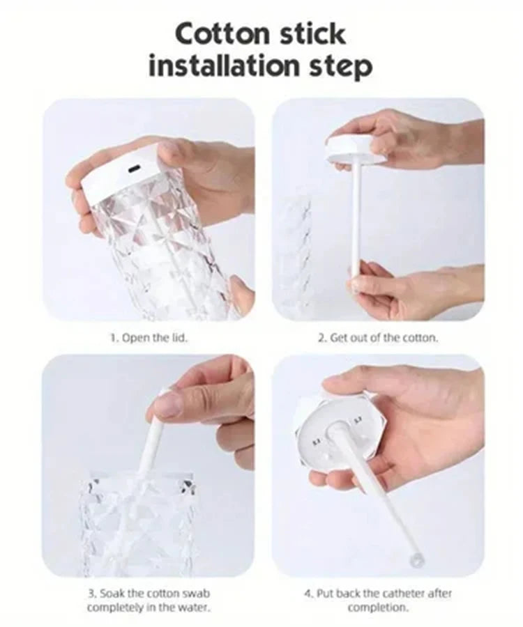 400ml Colorful USB Crystal Humidifier with Aromatherapy and Air Purification for Bedroom and Desktop