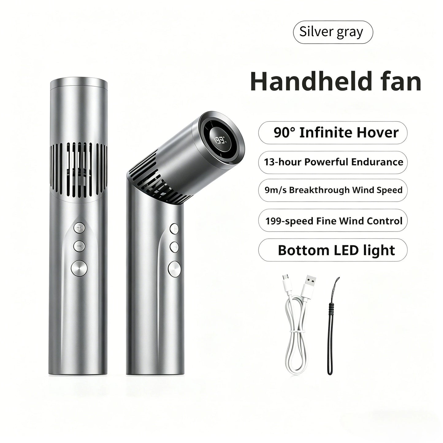 Lipstick Fan Portable Outdoor 199 Speed Brushless High Speed Fan Large Capacity Mini Foldable Handheld/chest Hanging Fan 3000mah