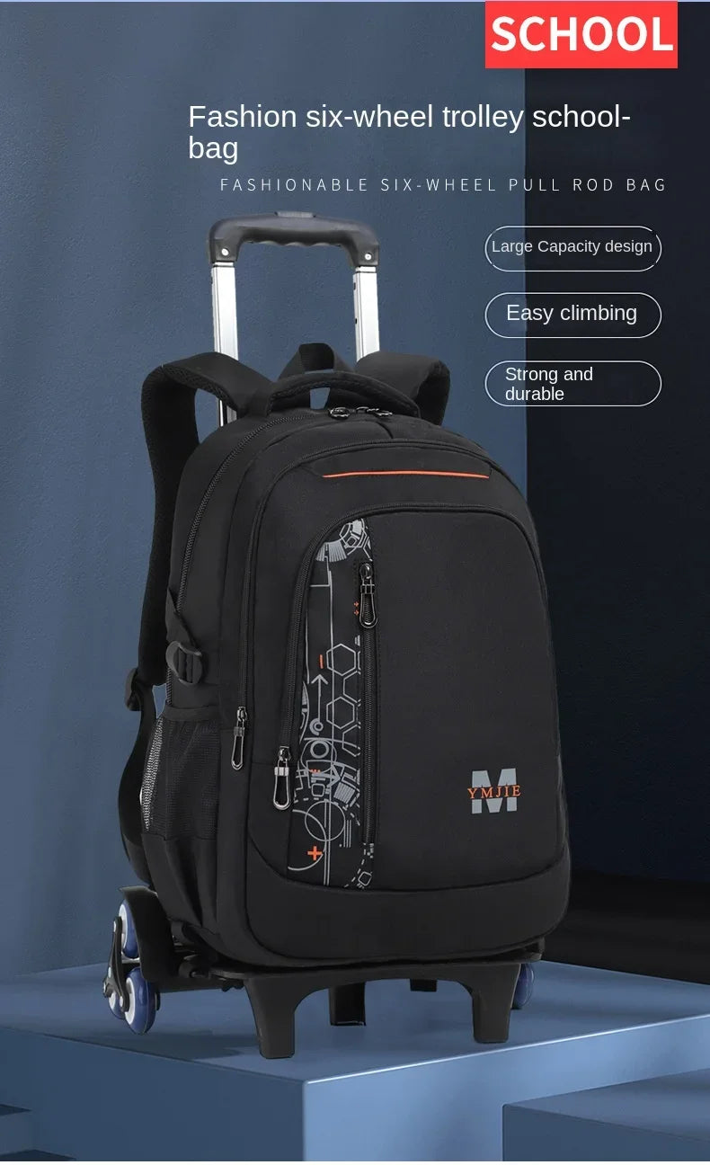 School Rolling backpack bag School Bags with wheels Student wheeled Backpacks for boys Children School Trolley Bag Waterproof