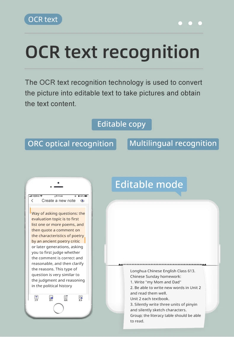 X6 Mini Pocket Sticker Printer Bluetooth Wireless Connection Portable Sticker Maker for Learning Note Journal DIY Work and Photo