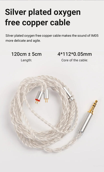 TempoTec IM01 Flathead 4.4mm earphones, IM05 3.5mm cable-detachable,0.78mm pin HiFi in-ear earphones 1DD+4BA