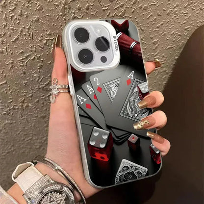 Poker For iphon 16 15 Plus X XR XS Max 11 12 13 Pro 16 Pro Max X XR XS Shockproof Ultra-Thin Hard Cover Protective Phone Case