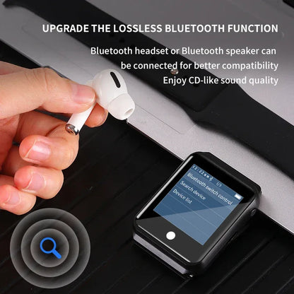 Metal Bluetooth watch MP3 music player HiFi audio quality Bluetooth 5.0 support TF card FM FM/e-book/pedometer wristband MP4