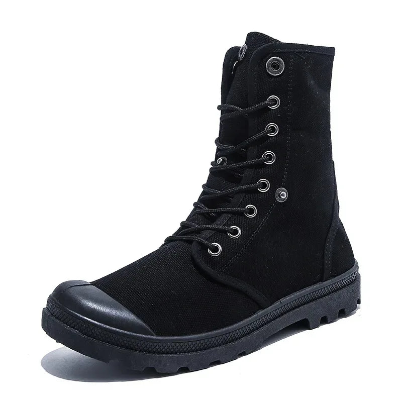 2024 Men's Fashion Canvas Shoes Spring and Autumn Outdoor Shoes Thick-soled High-top Shoes Cuff Shoes Fashion Sports Shoes