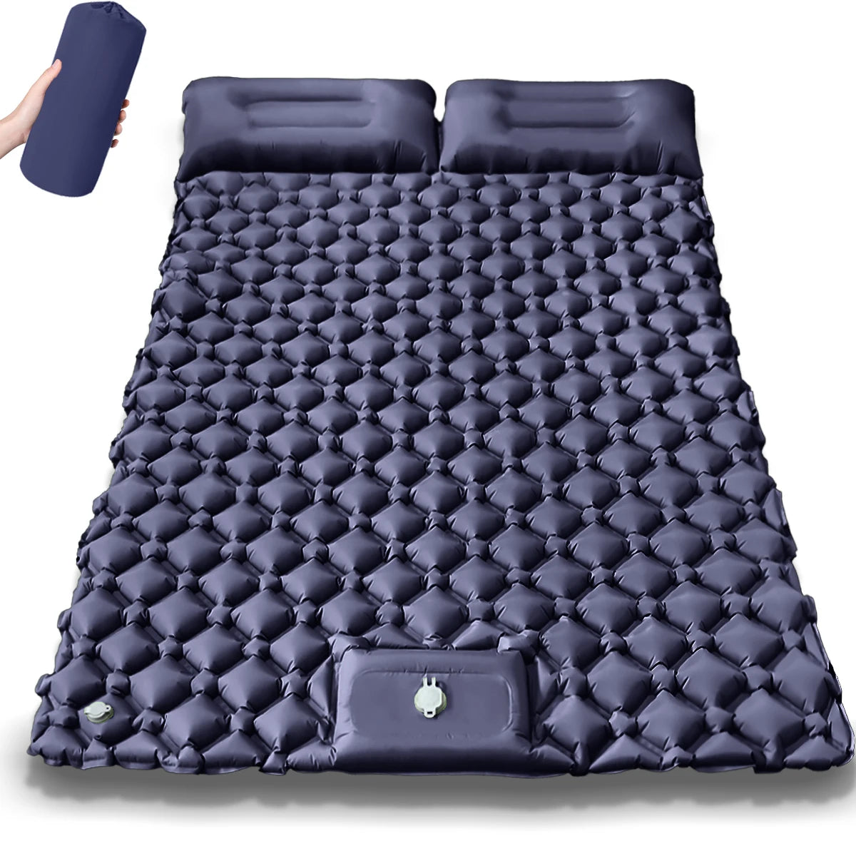 Outdoor Camping Sleeping Pad Folding Sleep Mat Beach Inflat Mattress with Pillows Ultralight Air Mat Travel Hiking New