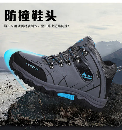 Brand Men Winter Snow Boots Waterproof Leather Sneakers Super Warm Men's Boots Outdoor Male Hiking Boots Work Shoes Size 39-47