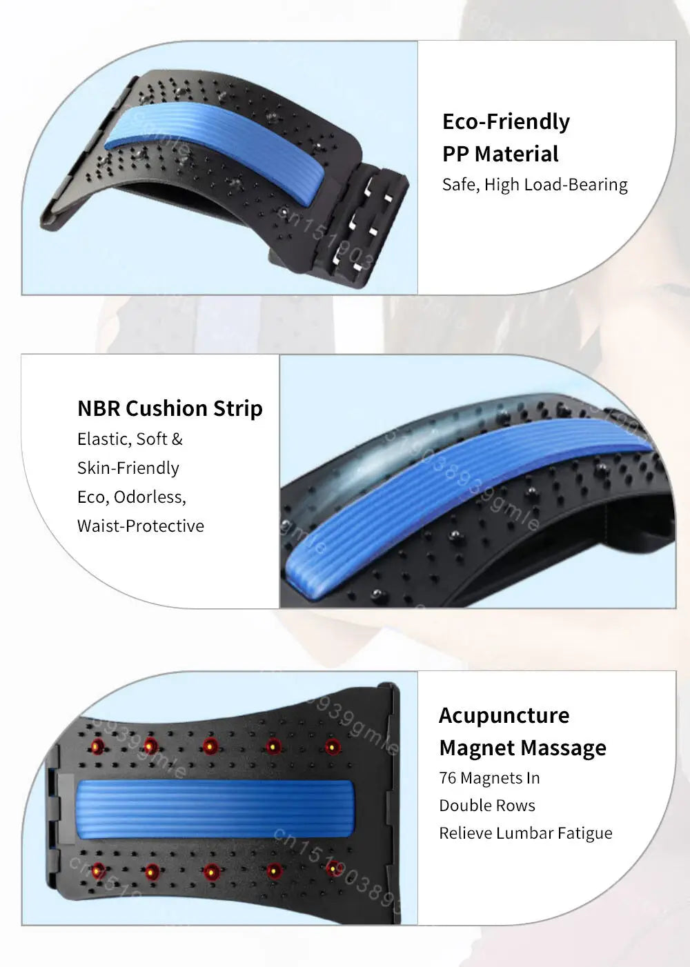 Adjustable Back Stretcher Therapy Cervical Shoulder Back Pain Relief Yoga Fitness Waist Massager Muscle Relax Posture Corrector