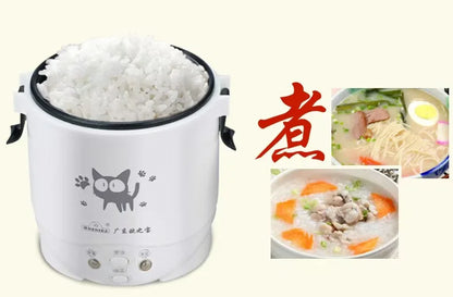 Electric Mini Rice Cooker Portable MultiCooker Household Rice Cookers 12V 24V 220V Pot Cooking Machine Pans For Car Truck Home