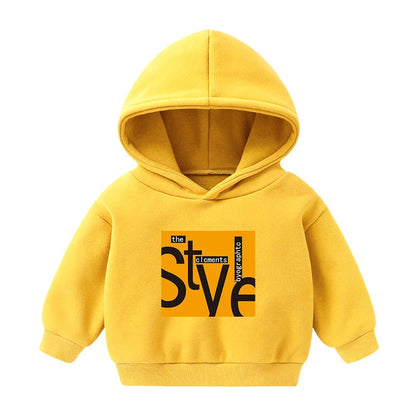 1pcs Boys Girls Thick Velvet Cartoon Tees Kids Solid Casual Fashion Warm Autumn Winter Sweatshirt Hoodie Baby Cloths Infant Tops