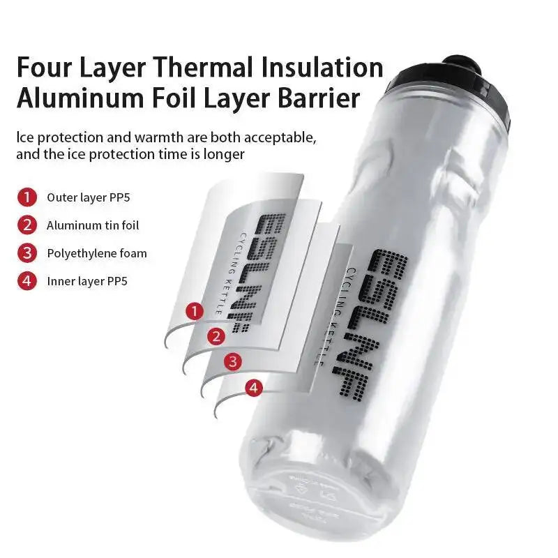 ESLNF Road Dual Bike Thermal Layer Leak-Proof 720Ml Keeping Bicycle Water Kettle Outdoor Cycling Sports Bottle