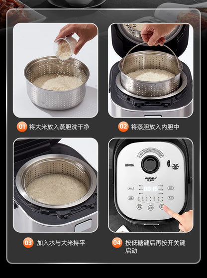 Low sugar rice cooker rice soup separation drain rice 316L stainless steel uncoated