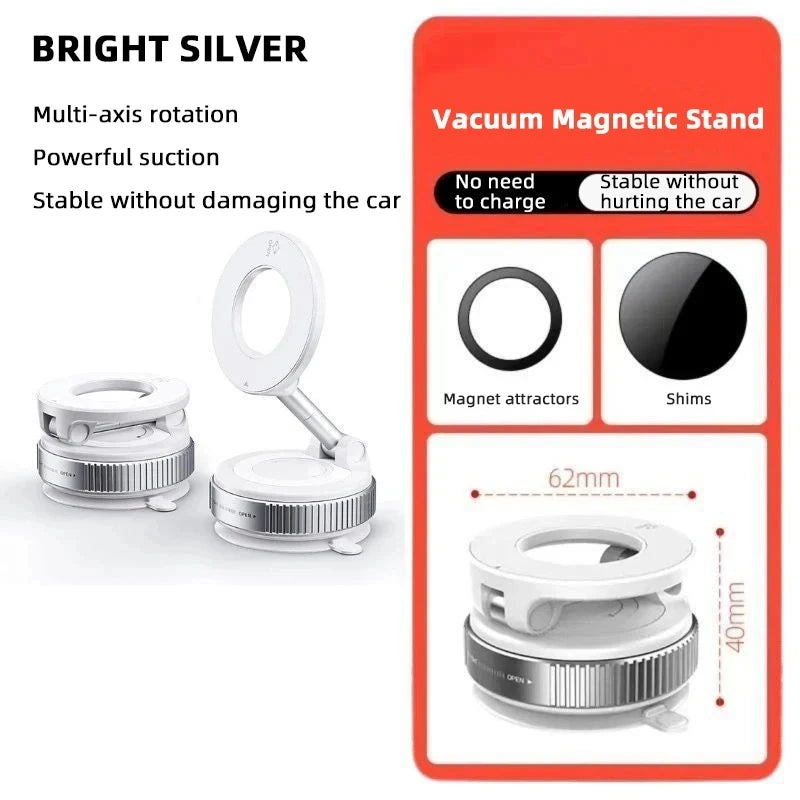K007 Strong Magnetic Car Phone Holder Foldable Design 360° Adjustable Vacuum Mount for Car/Desk/Bathroom/Universal Use