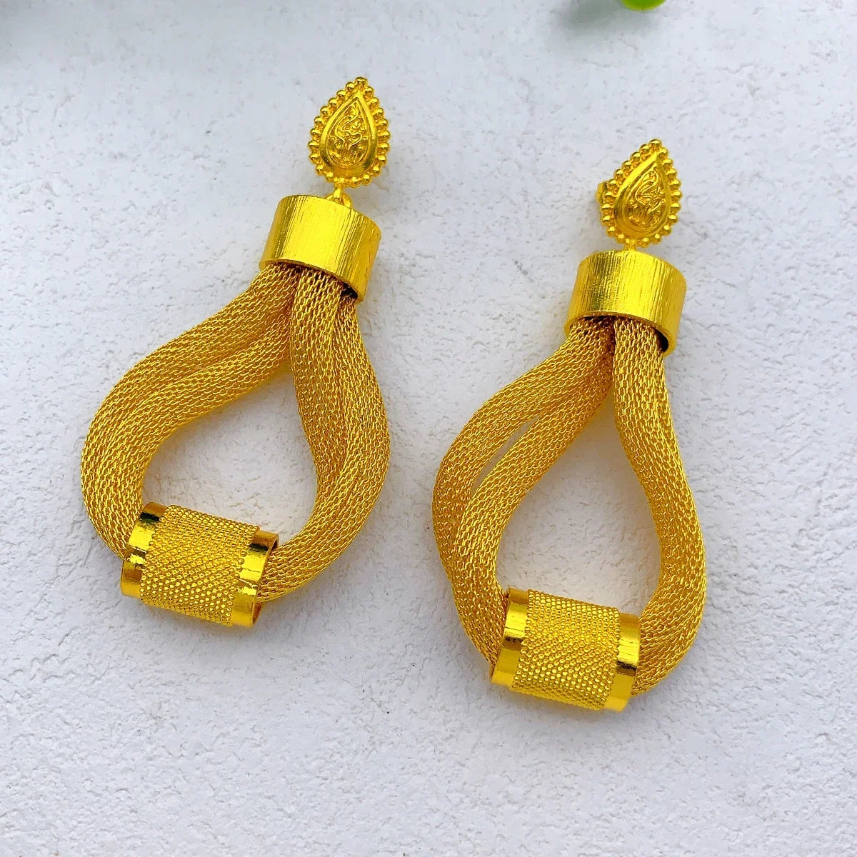 Luxury Ethiopian Multilayer 24k Gold Color Jewelry Set  For Women Wedding Dubai Necklace And Earrings Sets Indian Bridal