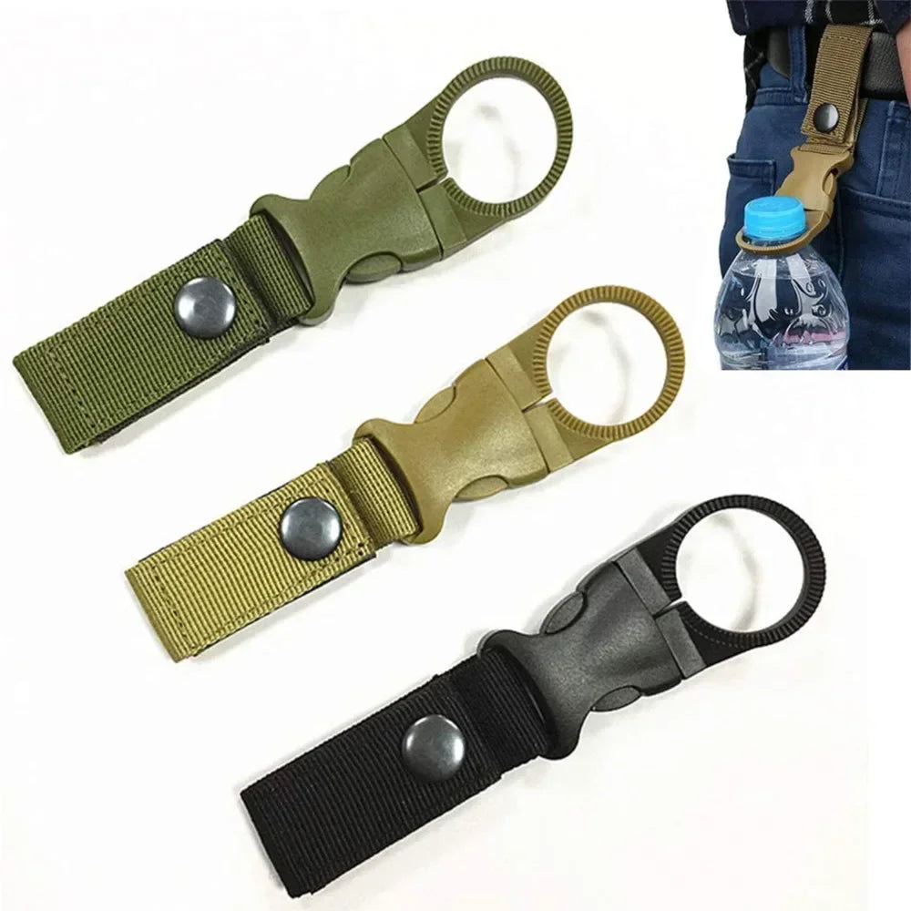 3Pcs Outdoor Tactical Nylon Webbing Water Bottle Clip Multifunctional Climbing Clip Portable Water Bottle Quick Clip Clamp Clip