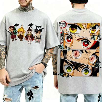 Demon Slayer Anime Character Eyes Printed T-shirt Men's and Women's T-shirt Men's Top Sports T-shirt 2026 Summer New