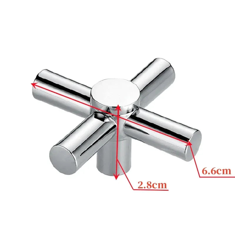 Cross Faucet Handle Knob Zinc Alloy Handwheel Universal Hot Cold Sink Taps Switch For Kitchen Bathroom Tap Replacement Parts