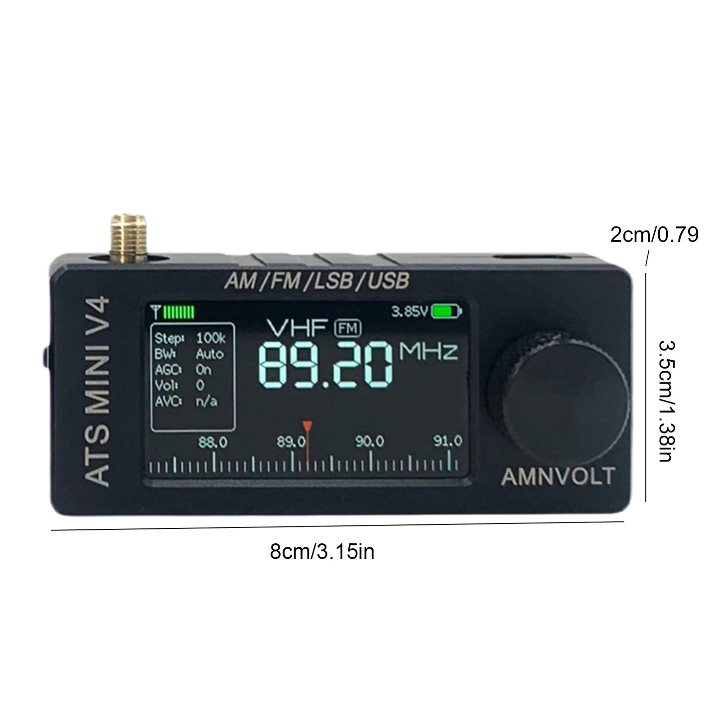 AMNVOLT V4 ATS MINI SI4732 Full Band DSP Radio Receiver FM AM SSB LSB USB with LCD Display Built-in Headphone Amp for Travel