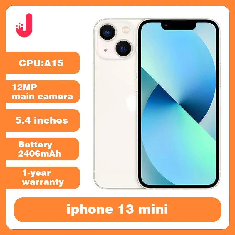 Apple iPhone 13 Mini Original unlock 5.4' Super Retina XDR Display 4GB RAM 128/256GB A15 Bionic Chip 5G Used Cellphone