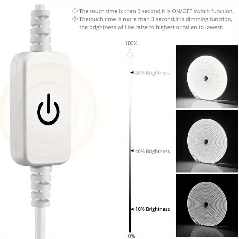 Neon LED Light Strip Smart Touch Sensor Switch Dimmable Neon Sign Flexible Led Ribbon Waterproof Rope Tube Lamp Backlight Decor