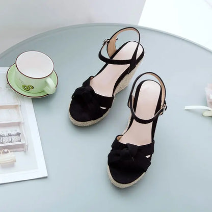 REAVE CAT Brand Women Sandals Open Toe Flock Suede Wedges 11cm Platform Buckle Strap Big Size 44 45 46 Soft Leisure Daily Shoes