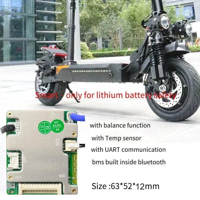 JBD BMS Auto-Identify 7S 8S 10S 12S 13S 14S 20A 30A 40A 50A LiFePo4 Smart BMS 24V 36V 48V Battery Management System for E-Bike