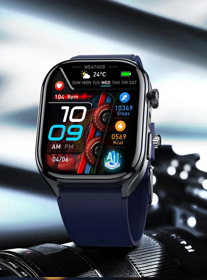 New Uric Acid Blood Lipids AI-GPT ECG Smartwatch Micro Physical Examination Body Analysis Men BT Call LED Flashlight Smartwatch