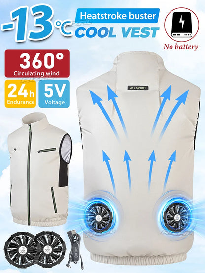 2026 Must-have Fan Vest Wearable Cooling vest Air-conditioned Clothes Breathable for Daily Commute Hiking Fishing Camping