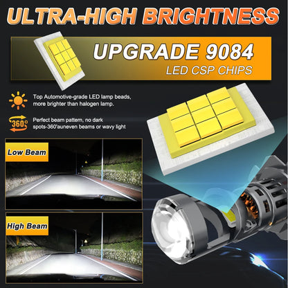 New H4 H7 LED Projector Lens Headlight 5500000LM Wireless Plug And Play CANBUS Car Lights 1:1 Design 800% Brightness Headlamp