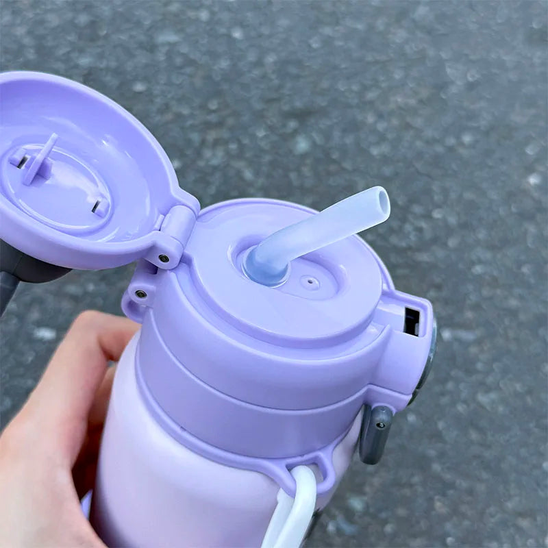 1pc Kuromi Stainless Steel Cute Insulated Cup - 500ML with Crossbody Strap, Portable Water Bottle for Outdoor Sports