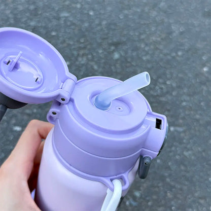 1pc Kuromi Stainless Steel Cute Insulated Cup - 500ML with Crossbody Strap, Portable Water Bottle for Outdoor Sports