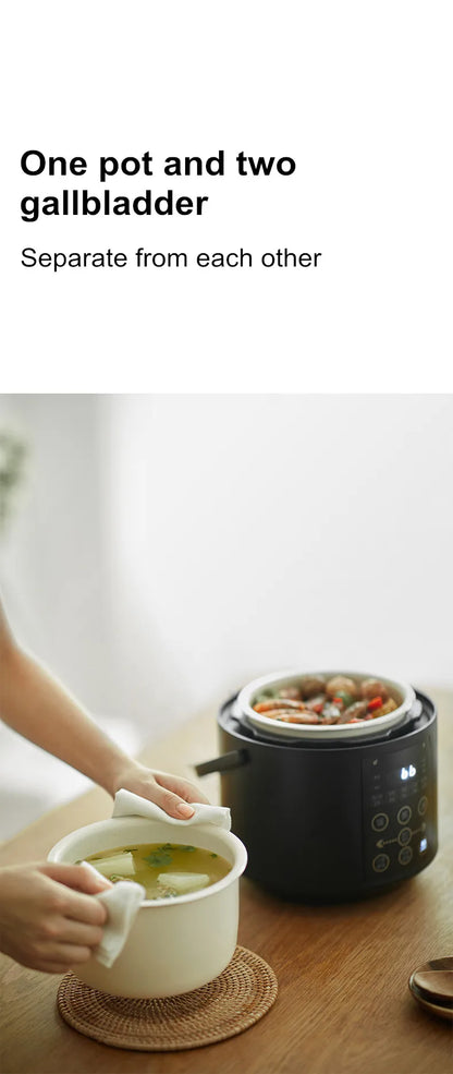 750W 2L Electric Rice Cooker Ceramic Glaze Pot 24H Pressure Cooker Multifunctional Automatic Rice Cooker for Small Kitchens