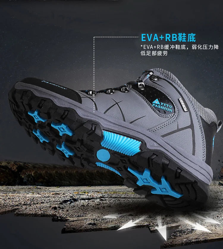 Brand Men Winter Snow Boots Waterproof Leather Sneakers Super Warm Men's Boots Outdoor Male Hiking Boots Work Shoes Size 39-47