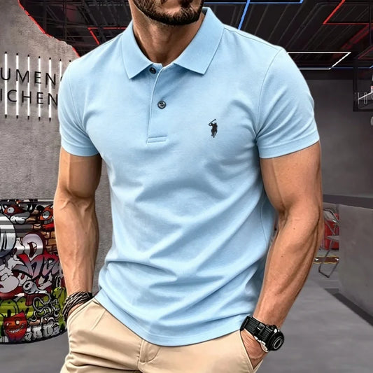 100% pure cotton high-end brand men's short sleeve polo shirt 2026 summer luxury fashion pony embroidery golf top casual T-shirt by PDG ibma