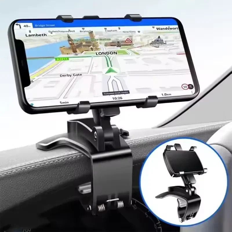 360° Rotatable Car Phone Holder Universal Dashboard Easy Clips Mount Stand Cellphone Holder for GPS Navigation Car Accessories