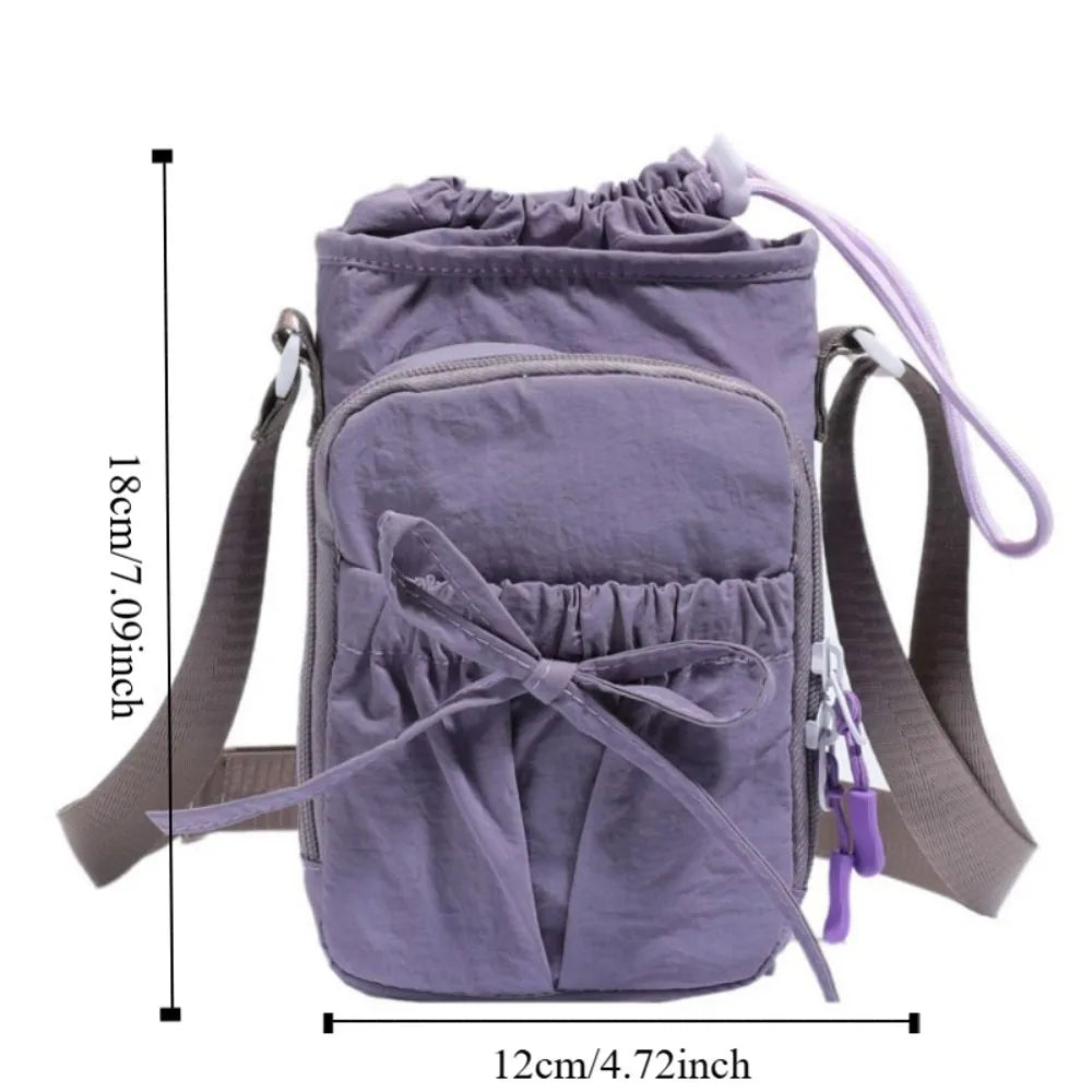 Bowknot Water Bottle Sling Bag Large Capacity Adjustable Gym Bottle Bag Waterproof Convenience Crossbody Sports Bottle Bag Gym