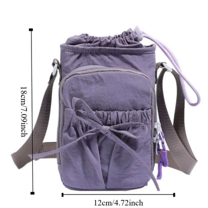 Bowknot Water Bottle Sling Bag Large Capacity Adjustable Gym Bottle Bag Waterproof Convenience Crossbody Sports Bottle Bag Gym