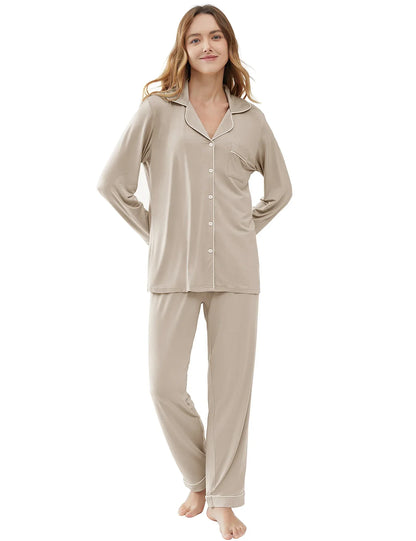 Joyaria Pajama Sets Women Long Sleeve Sleepwear Button Down Pj Pants Set Soft Bamboo Female Night Suit PJS Women Pyjamas Femmes