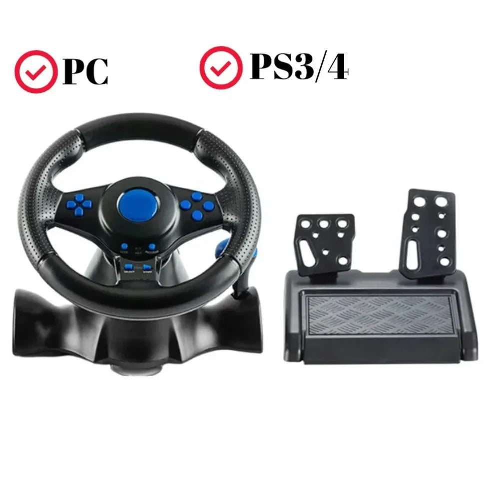 270° Gaming Simracing Car Pedal Game Steering Wheel Vibration Controller for PC PS3/PS4/Switch/ Xbox One/Xbox Series X/S