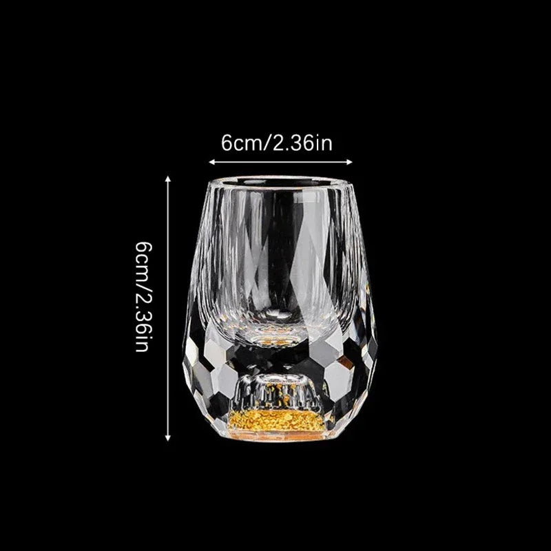 Luxury Crystal Glass Vodka Glass Sake Shochu Glass Bar Liqueur Double Bottom Gold Foil Glass Tea Cup High-end Gifts Hard Liquor