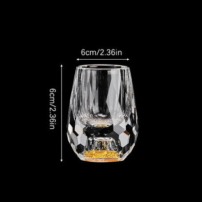 Luxury Crystal Glass Vodka Glass Sake Shochu Glass Bar Liqueur Double Bottom Gold Foil Glass Tea Cup High-end Gifts Hard Liquor