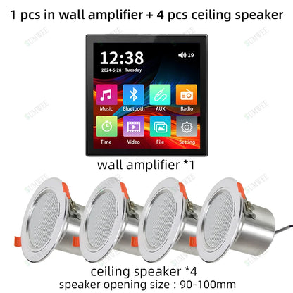 MINI touch screen TF Audio in wall amplifier home theater bluetooth control panel Background music player stereo ceiling speaker