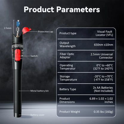 Fiber Optic Cable Tester Pen 30/50/80/100mw Visual Fault Locator SC/FC/ST 2.5mm Interface VFL 30/50/80/100Km Range