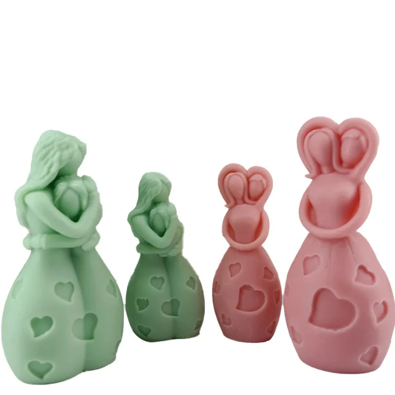 New Mother Hugging Child Candle Silicone Mold 3D Love Mother and Child Portrait Plaster Crafts Resin Soap Mold Mother's Day Gift